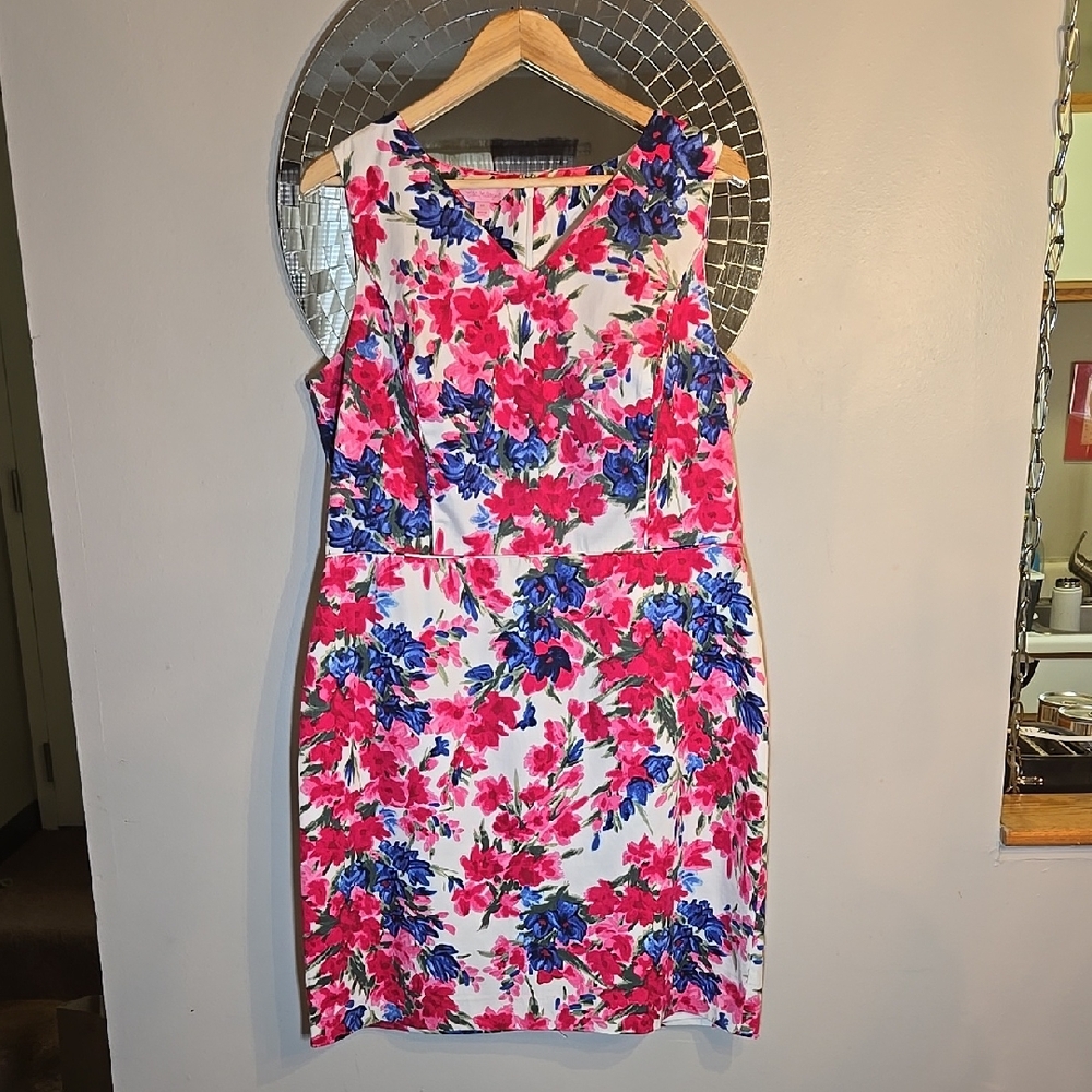 Floral Sleeveless Dress - Pink and Blue